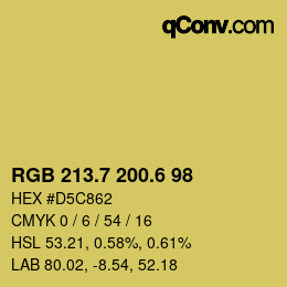 カラーコード: RGB 213.7 200.6 98 | qconv.com