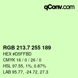 カラーコード: RGB 213.7 255 189 | qconv.com
