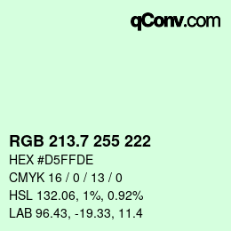 カラーコード: RGB 213.7 255 222 | qconv.com