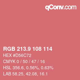 カラーコード: RGB 213.9 108 114 | qconv.com