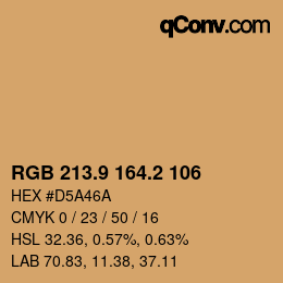 カラーコード: RGB 213.9 164.2 106 | qconv.com