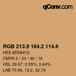 カラーコード: RGB 213.9 164.2 114.6 | qconv.com