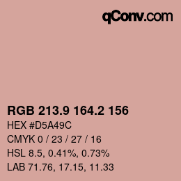 カラーコード: RGB 213.9 164.2 156 | qconv.com