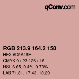 カラーコード: RGB 213.9 164.2 158 | qconv.com