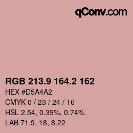 カラーコード: RGB 213.9 164.2 162 | qconv.com