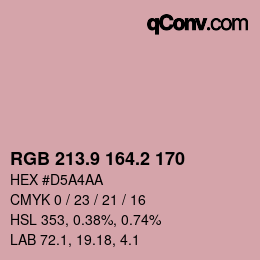 カラーコード: RGB 213.9 164.2 170 | qconv.com