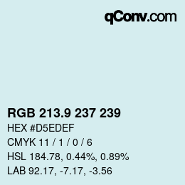 カラーコード: RGB 213.9 237 239 | qconv.com