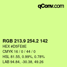 カラーコード: RGB 213.9 254.2 142 | qconv.com