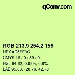カラーコード: RGB 213.9 254.2 156 | qconv.com