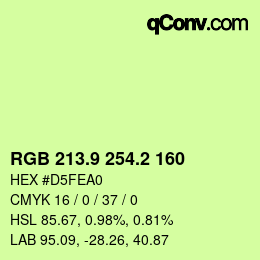 カラーコード: RGB 213.9 254.2 160 | qconv.com