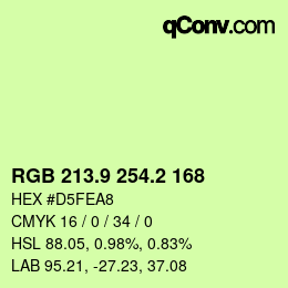 カラーコード: RGB 213.9 254.2 168 | qconv.com