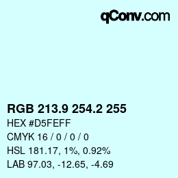 Color code: RGB 213.9 254.2 255 | qconv.com