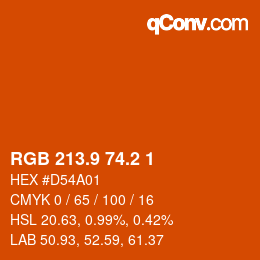 カラーコード: RGB 213.9 74.2 1 | qconv.com