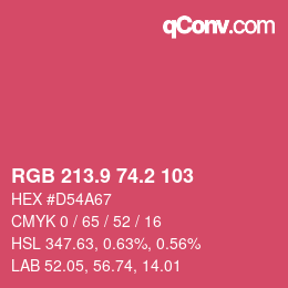 カラーコード: RGB 213.9 74.2 103 | qconv.com