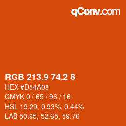 Farbcode: RGB 213.9 74.2 8 | qconv.com
