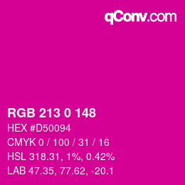Color code: RGB 213 0 148 | qconv.com
