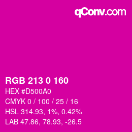 Color code: RGB 213 0 160 | qconv.com