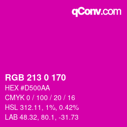 Color code: RGB 213 0 170 | qconv.com