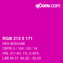 Color code: RGB 213 0 171 | qconv.com
