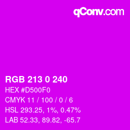 Color code: RGB 213 0 240 | qconv.com