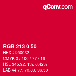 Color code: RGB 213 0 50 | qconv.com