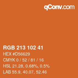 Color code: RGB 213 102 41 | qconv.com