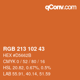 Color code: RGB 213 102 43 | qconv.com