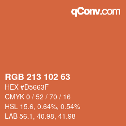 颜色代码: RGB 213 102 63 | qconv.com