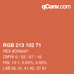Color code: RGB 213 102 71 | qconv.com