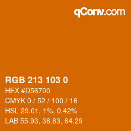 カラーコード: RGB 213 103 0 | qconv.com