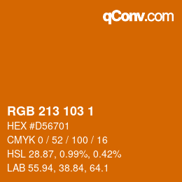 Color code: RGB 213 103 1 | qconv.com