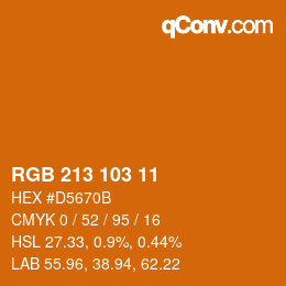 Color code: RGB 213 103 11 | qconv.com