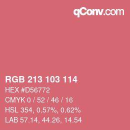 カラーコード: RGB 213 103 114 | qconv.com