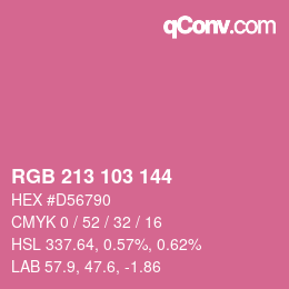 カラーコード: RGB 213 103 144 | qconv.com