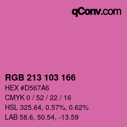 カラーコード: RGB 213 103 166 | qconv.com