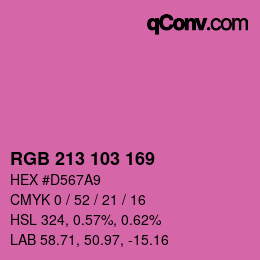 Color code: RGB 213 103 169 | qconv.com