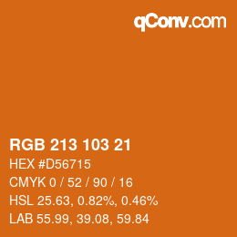 Color code: RGB 213 103 21 | qconv.com