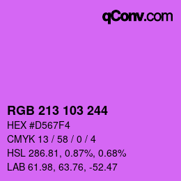 Color code: RGB 213 103 244 | qconv.com
