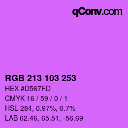 カラーコード: RGB 213 103 253 | qconv.com