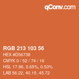 Color code: RGB 213 103 56 | qconv.com