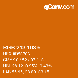 Color code: RGB 213 103 6 | qconv.com