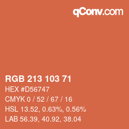 Color code: RGB 213 103 71 | qconv.com