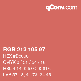 Color code: RGB 213 105 97 | qconv.com