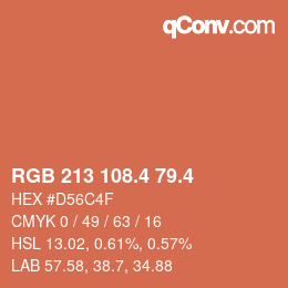 カラーコード: RGB 213 108.4 79.4 | qconv.com