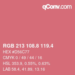 カラーコード: RGB 213 108.8 119.4 | qconv.com