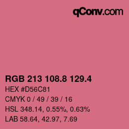 カラーコード: RGB 213 108.8 129.4 | qconv.com