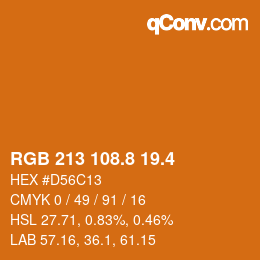 カラーコード: RGB 213 108.8 19.4 | qconv.com