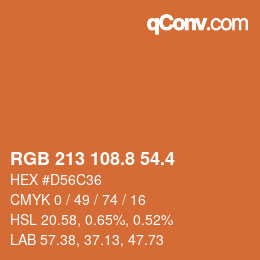 カラーコード: RGB 213 108.8 54.4 | qconv.com
