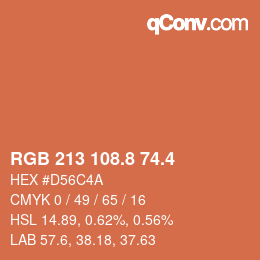 カラーコード: RGB 213 108.8 74.4 | qconv.com