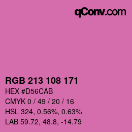Color code: RGB 213 108 171 | qconv.com